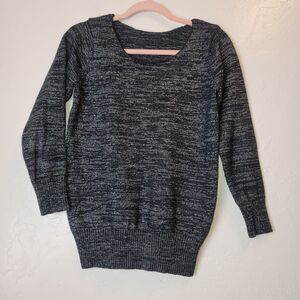 Metaphor Womens XL Pullover Sweater Knit Black Silver Metallic Round Neck Work